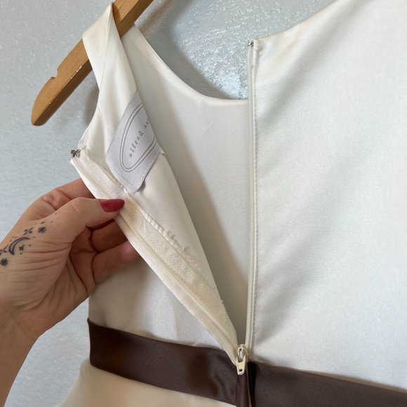 Alfred Angelo Cream Sheer Ruffle Tiered Skirt Dress Size 10 Perfect For Holidays - Picture 7 of 8